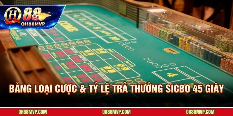 Tỷ lệ trả thưởng sicbo 45s lên đến 60:1 cho cược tổng điểm cụ thể